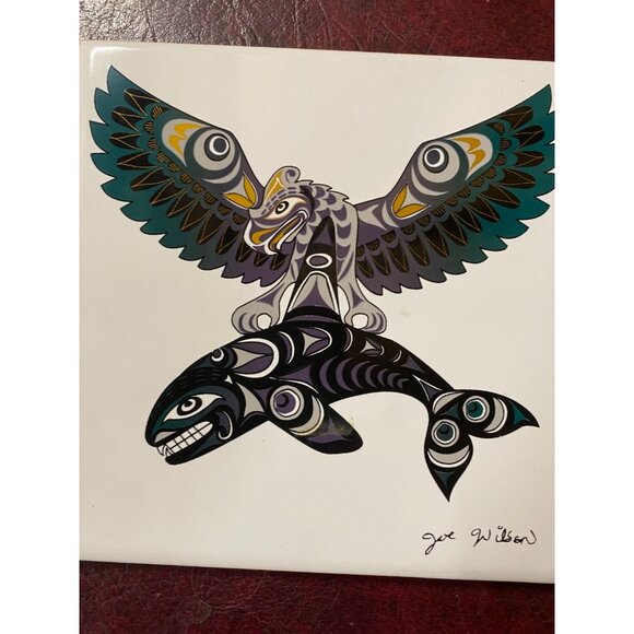 Ceramic Art Tile"Thunderbird and Killer Whale" artist Joe - Picture 4 of 8